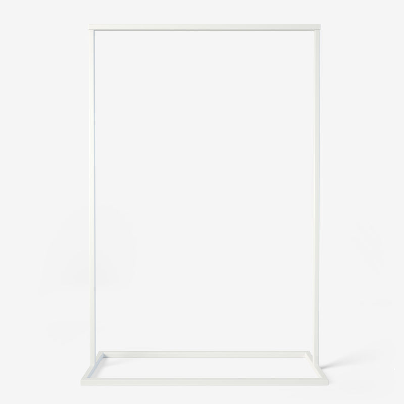 Frame Georgia FLAWED SELECTION shorter height- matte white clothes rack with industrial, square bottom