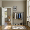 modern entrance design with waterpipes clothing rack from dark iron pipes for jackets