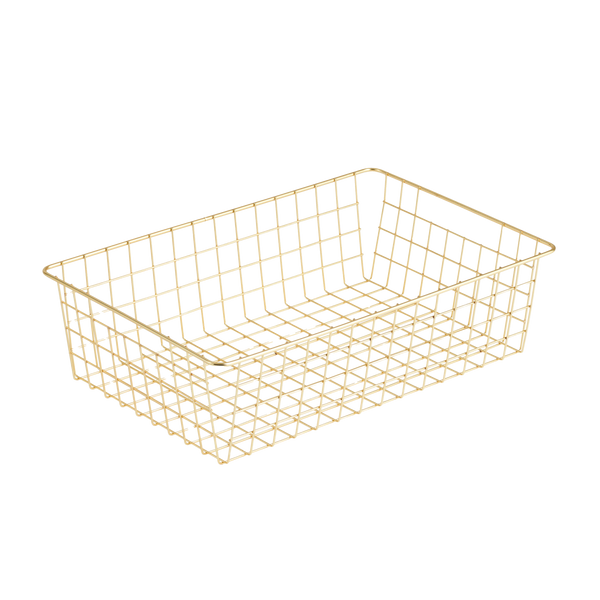 Gold basket in metal to store underwear and socks